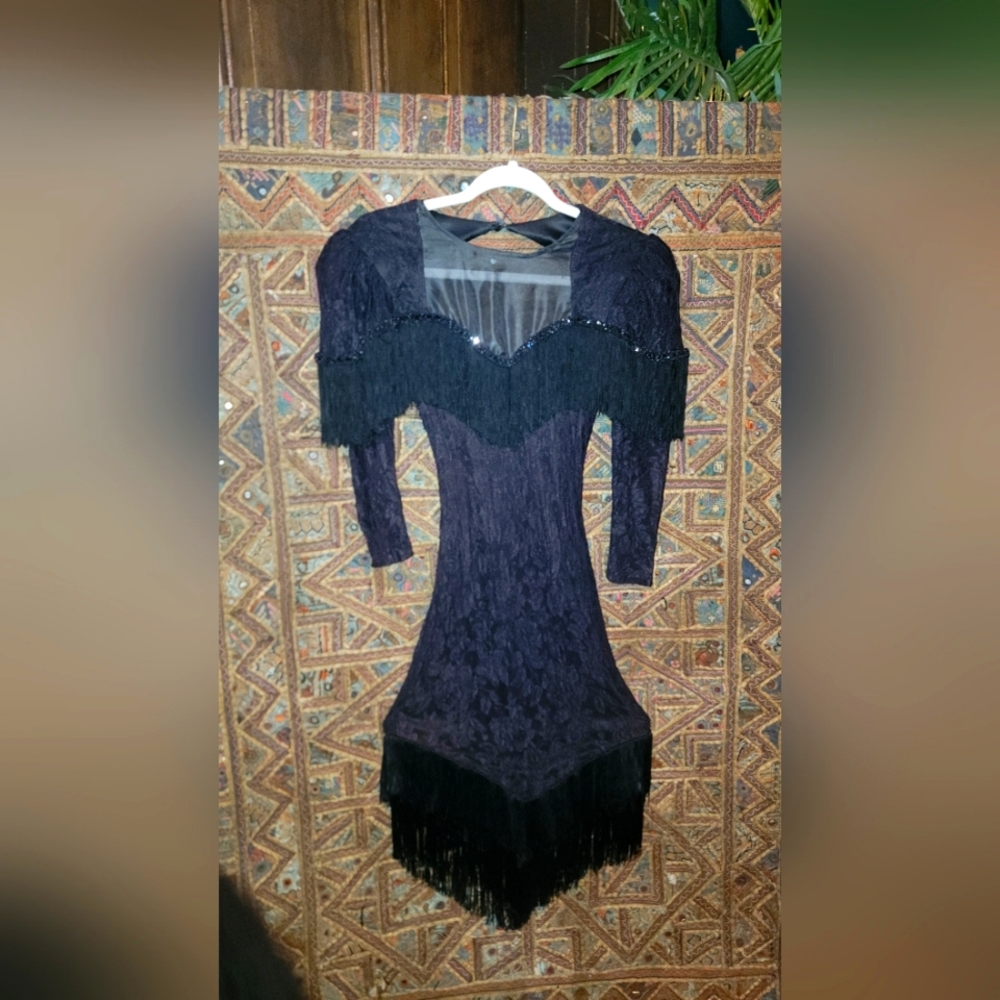 Diamond Brand Black Gothic Country Tassel Dress Backless